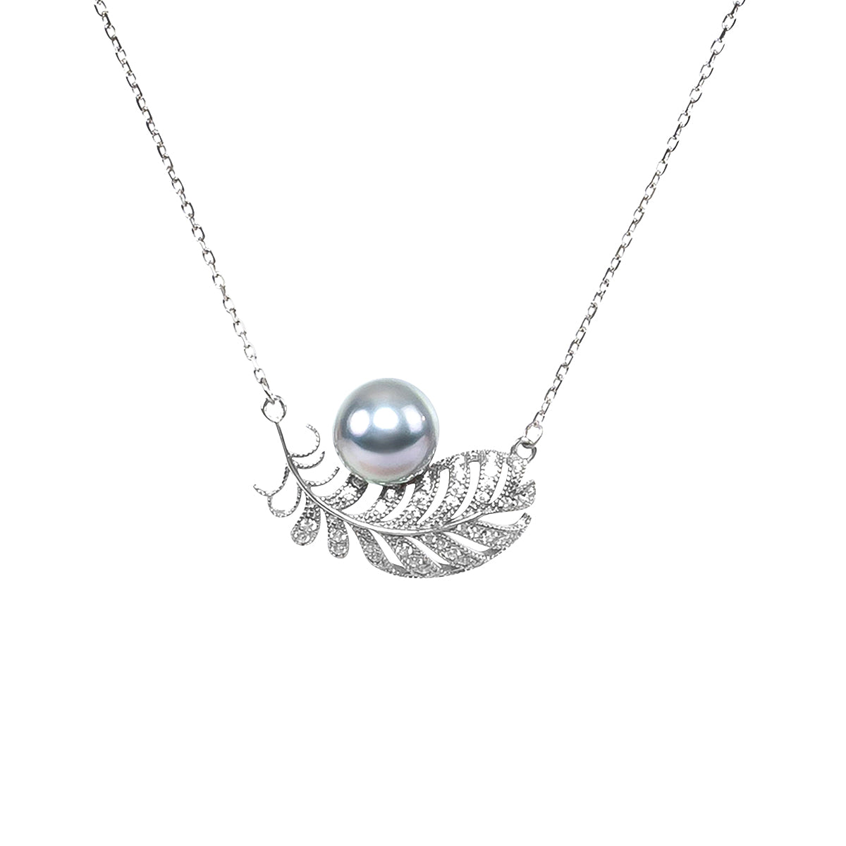 【610】The 8.0-9.0mm Seawater pearl 925 Sterling Silver Necklace