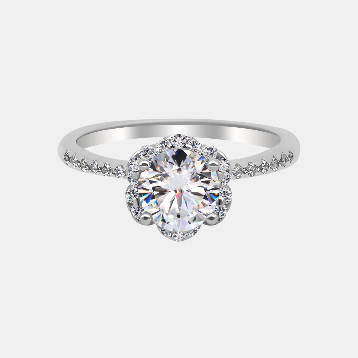 【718】"Begin Again" Petal Halo Set 1 Carat Moissanite Ring