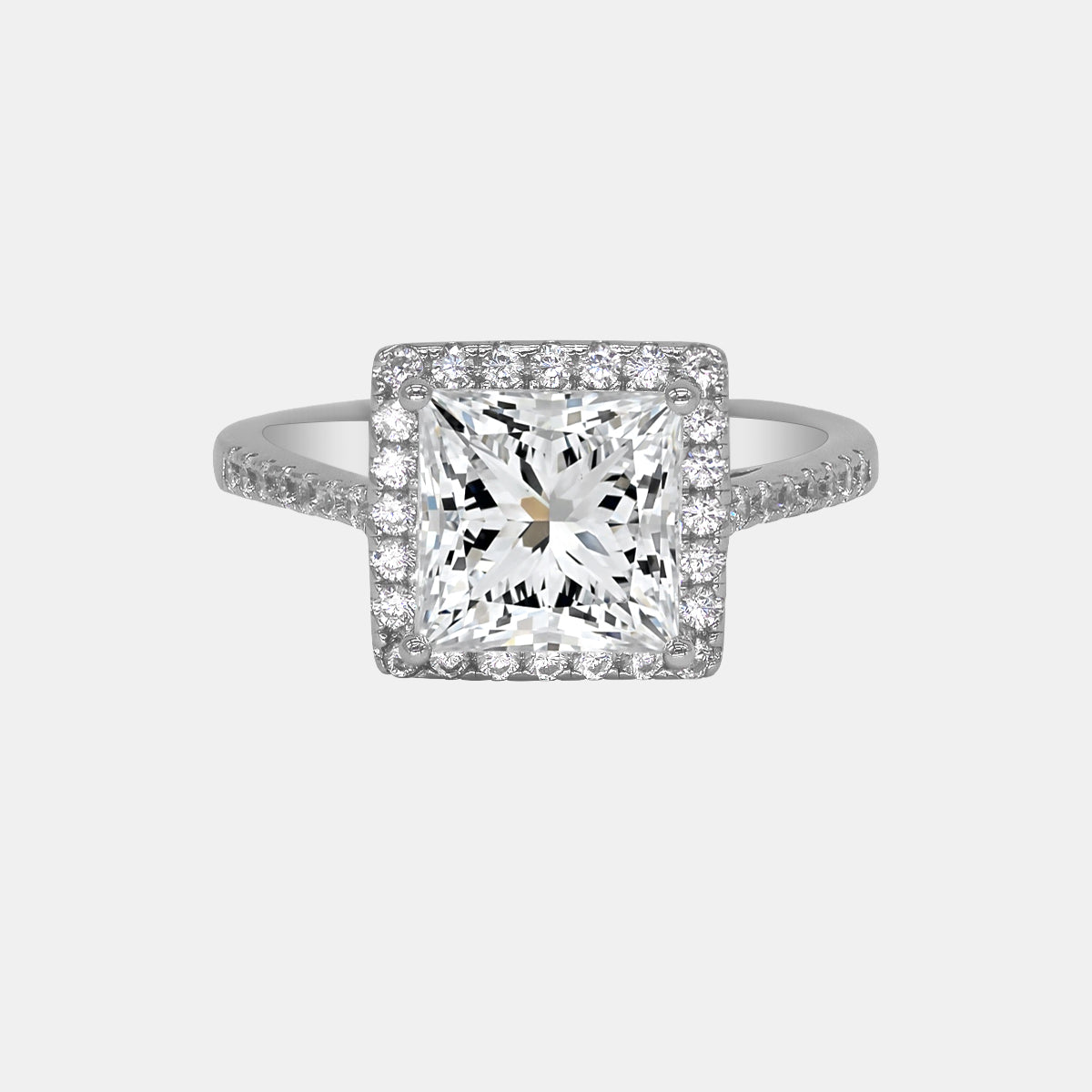 【720】"Begin Again" Halo Set 3 Carat Princess Cut Moissanite Ring