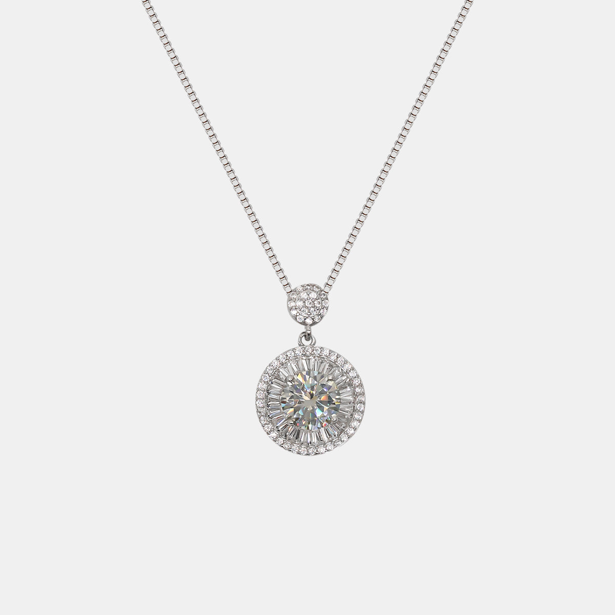 【434】"Heavenly Romance" Double Halo 2 Carat Moissanite Necklace