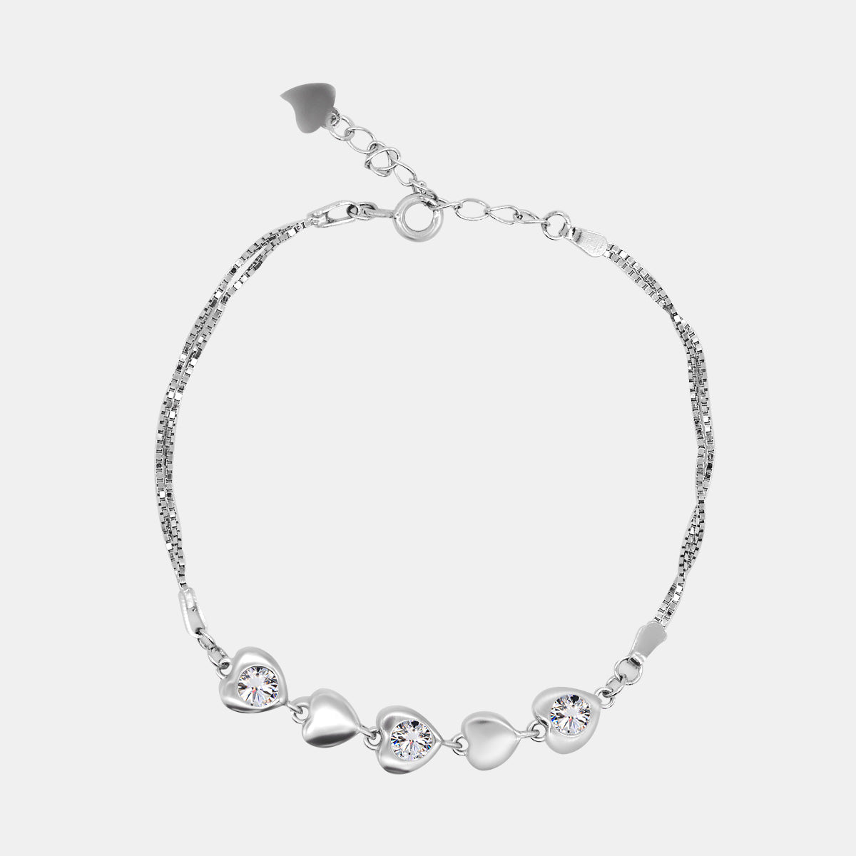 【440】"Cupid's Garden" 0.5 Carat Heart Bezel Slider Bracelet