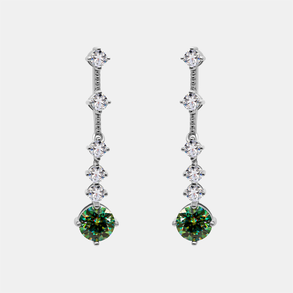 【435 】"Springtime Symphony" 1.5 Carat Green Moissanite Journey Earrings