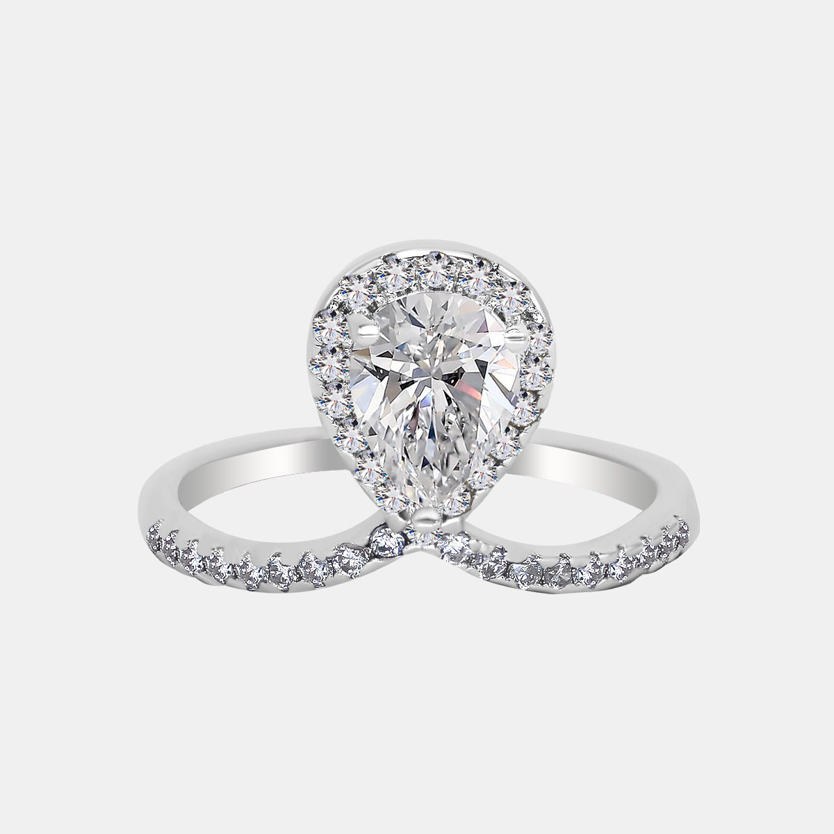 【727】"Begin Again" Paved Infinity Loop 1.25 Carat Pear Cut Moissanite Ring