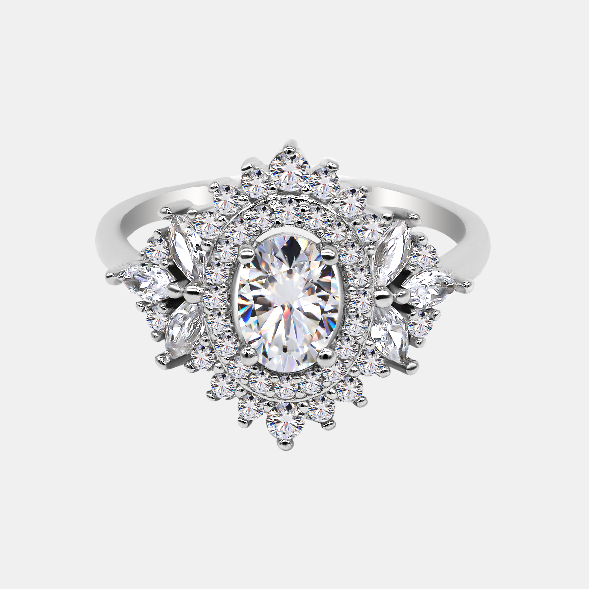 【805】Snowborne Majesty 1CT Moissanite Ring