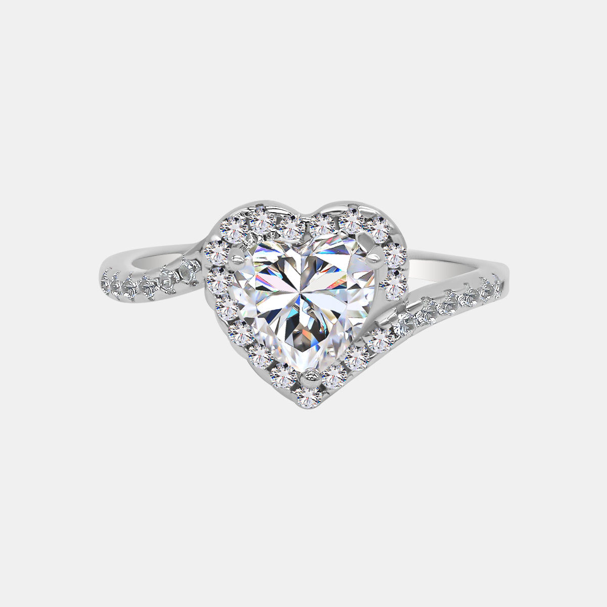 【728】"Begin Again" Halo Set 1.2 Carat Heart Cut Moissanite Ring