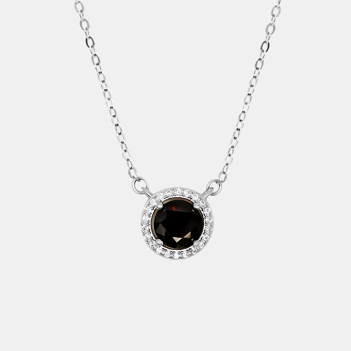 【433】"Cupid's Garden" 1 Carat Black Moissanite Halo Necklace