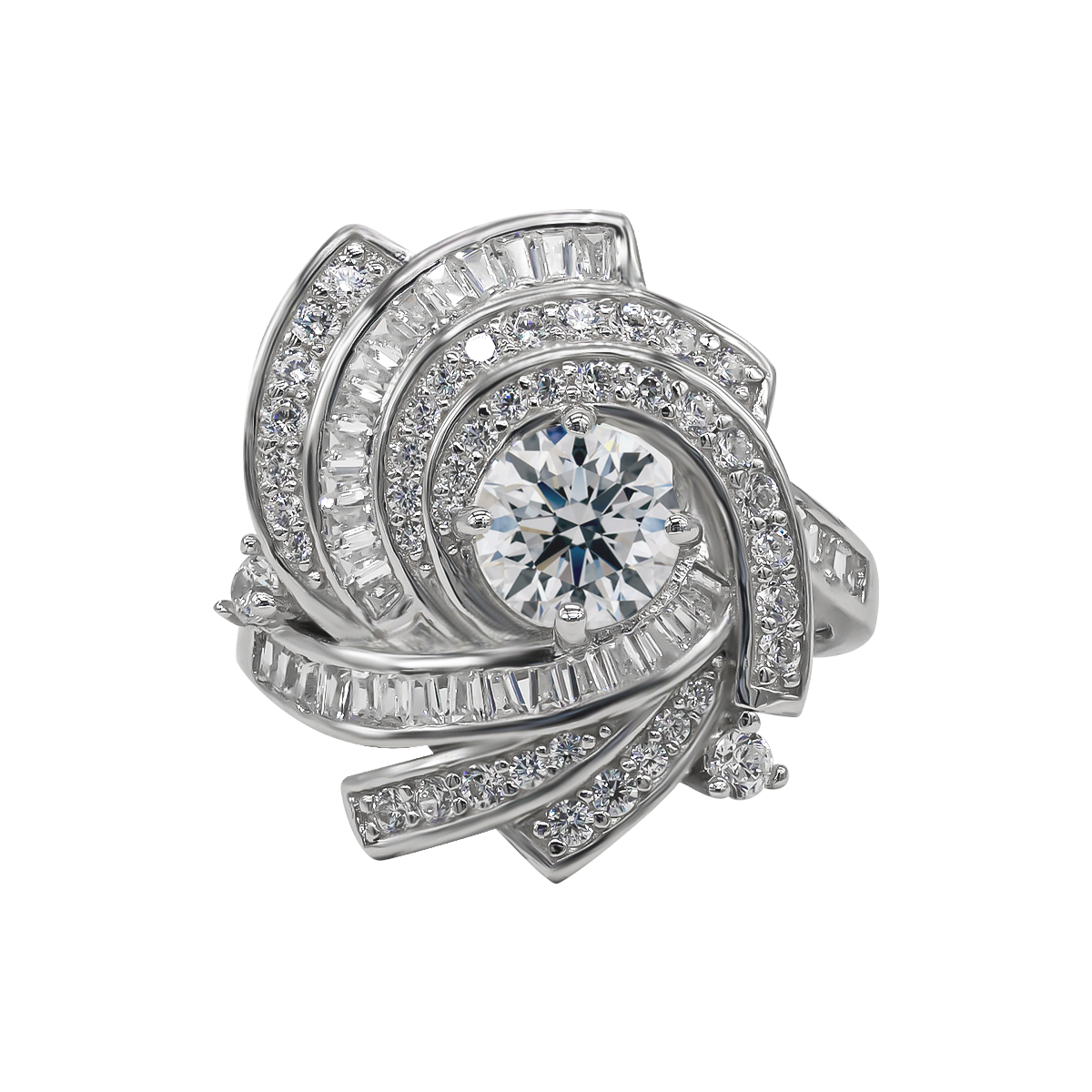 【744】Timeless Radiance Round Cut Art Deco Ring