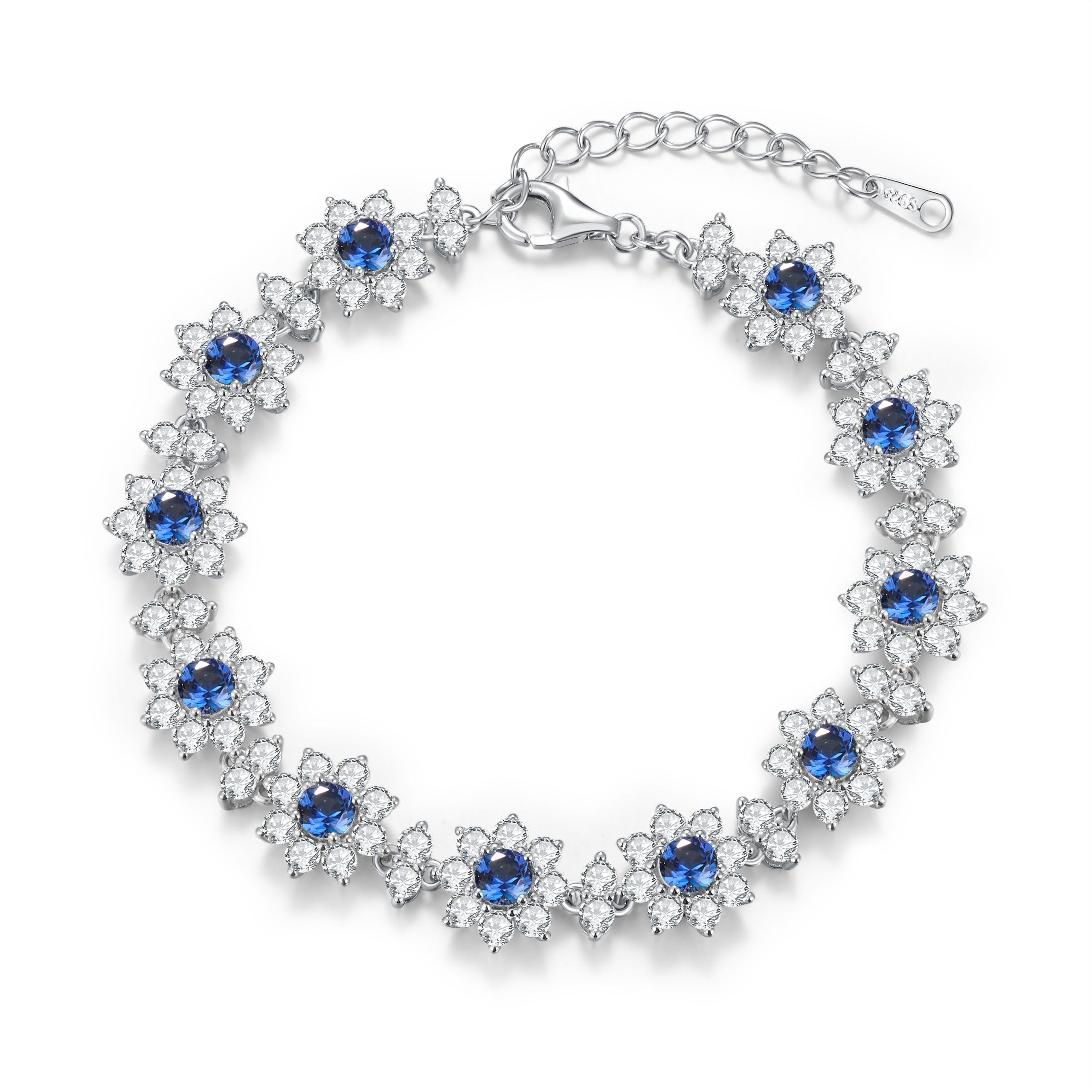 【425】Lab Grown Sapphire 925 Sterling Silver Bracelet