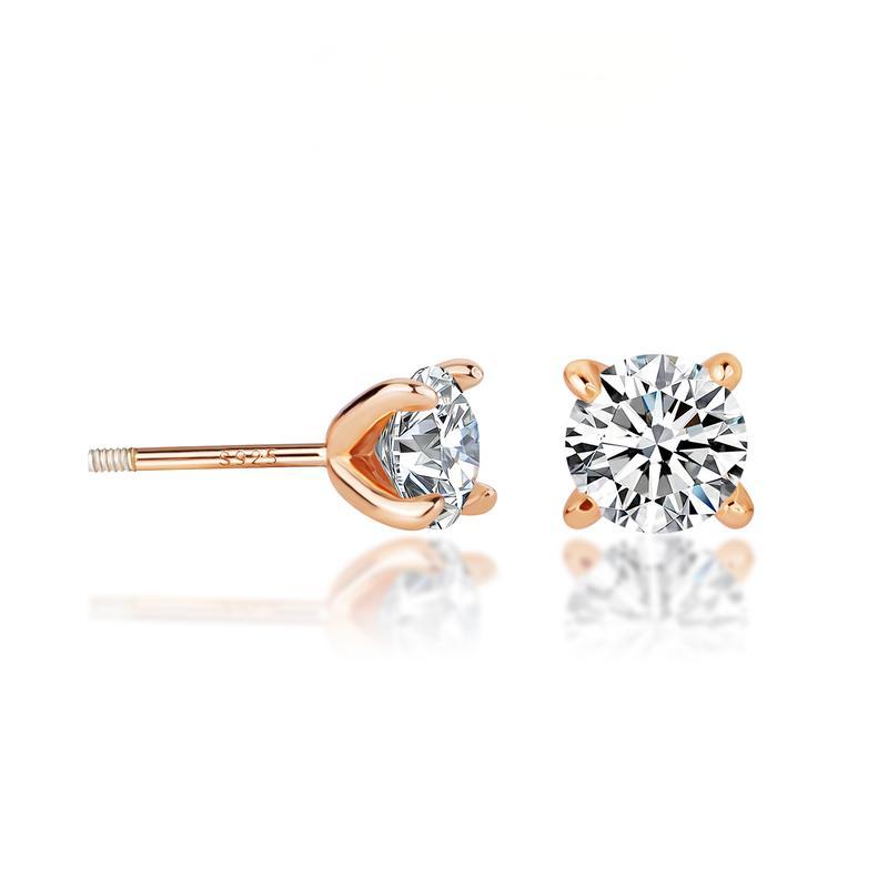 Classic Synthetic 0.3-1ct Moissanite Solitare Stud Earrings In 925 SterlingSilver Women Gift Men Gift