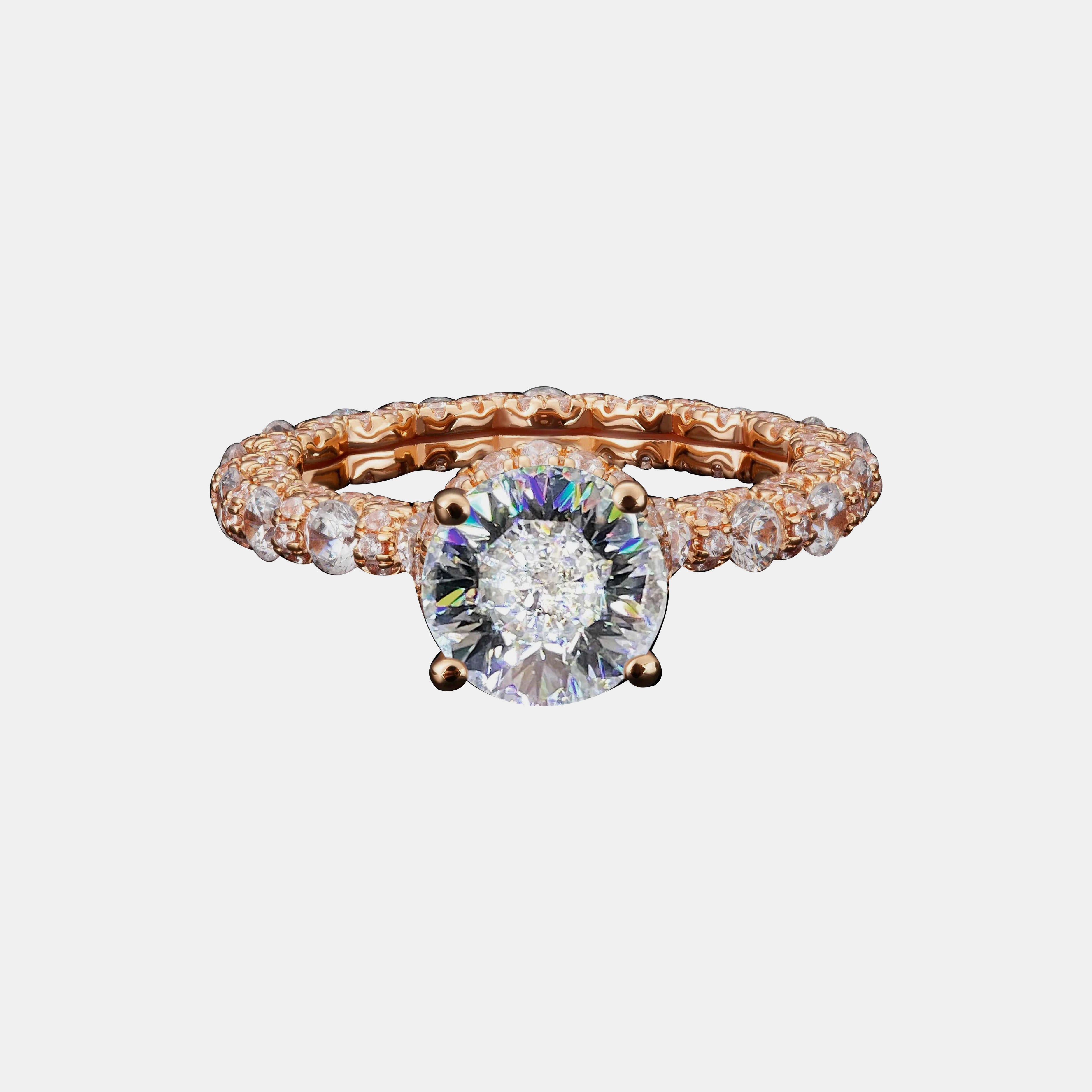 【#123】Moissanite Everyday Rings 2 ct Round-Cut 925 Sterling Silver