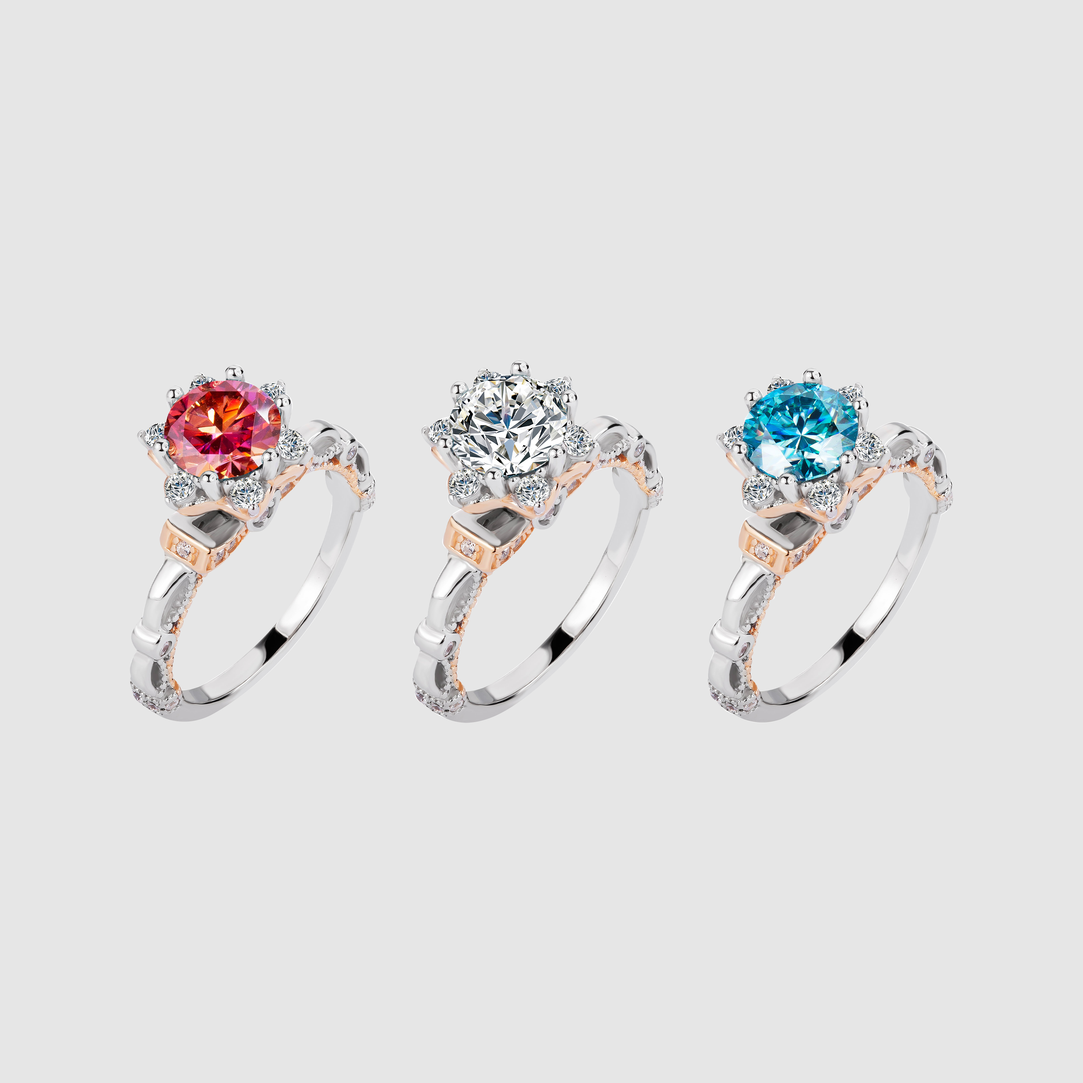 【#161】1CT Moissanite Rings 925 Sterling Silver