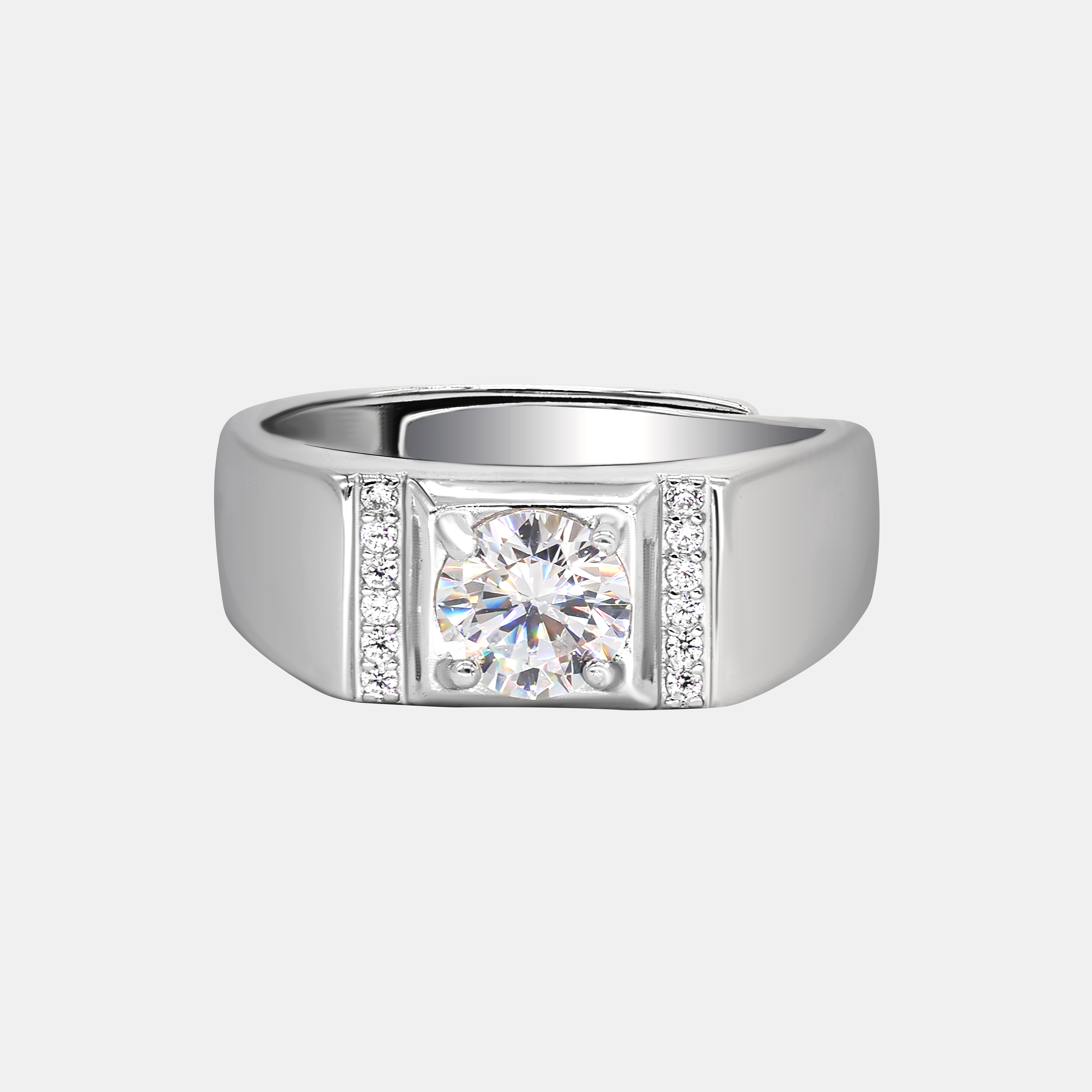 【#262】Men's Zirconia Mound Base-paved Wide Band
