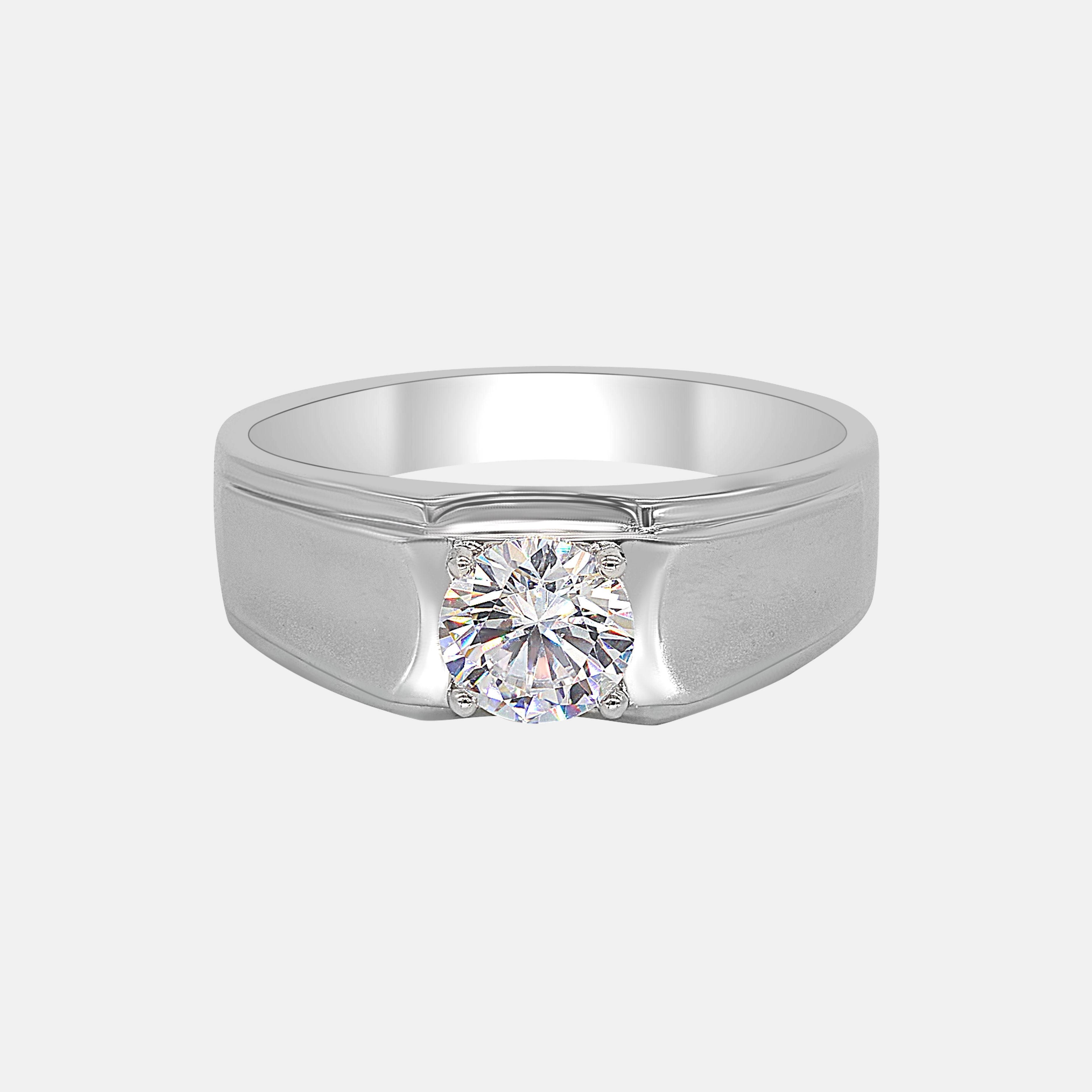 【#261】Men's Solitaire Moissanite Brushed Wide Band